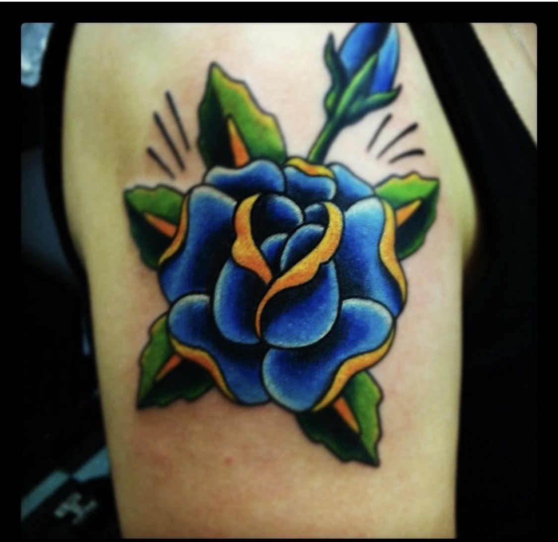 Blue Flower Tri Pink Tattoo