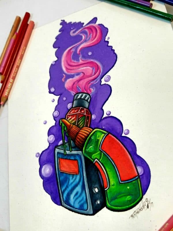 Colorful Vapes Tri Pink Tattoo