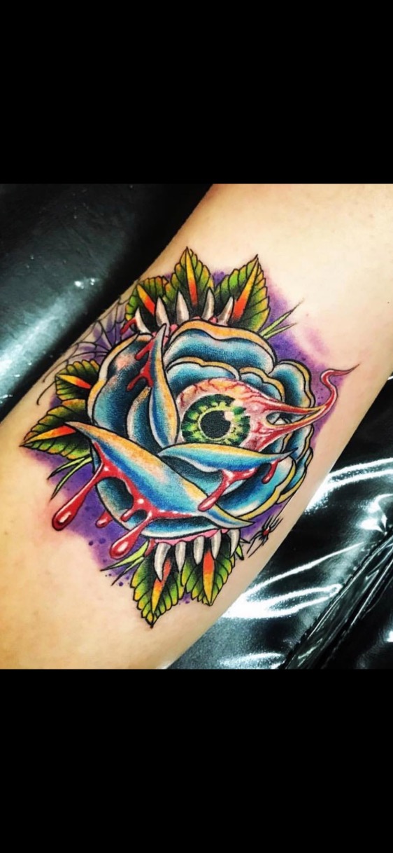 Eye Flower Tri Pink Tattoo