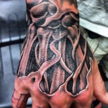 Hand Bones Realistic Tri Pink Tattoo