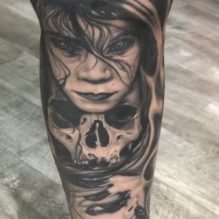 Horror Skull Girl Tattoo Artwork Leg Las Vegas Trip Ink Tattoo