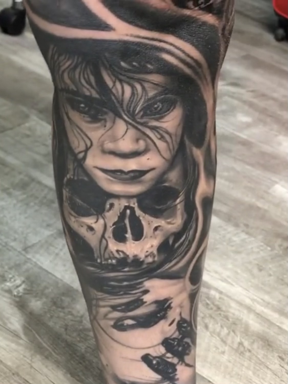 Horror Skull Girl Tattoo Artwork Leg Las Vegas Trip Ink Tattoo
