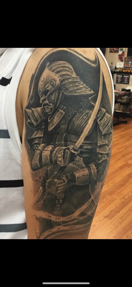 Knight Sword Dark Arm Tri Pink Tattoo