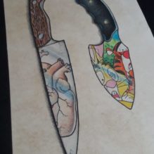 Reflective Knives Tri Pink Tattoo
