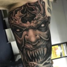 Vampire Teeth angry Tri Pink Tattoo