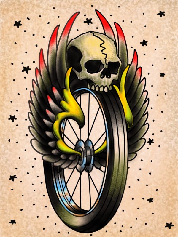 Winged Tire Tri Pink Tattoo